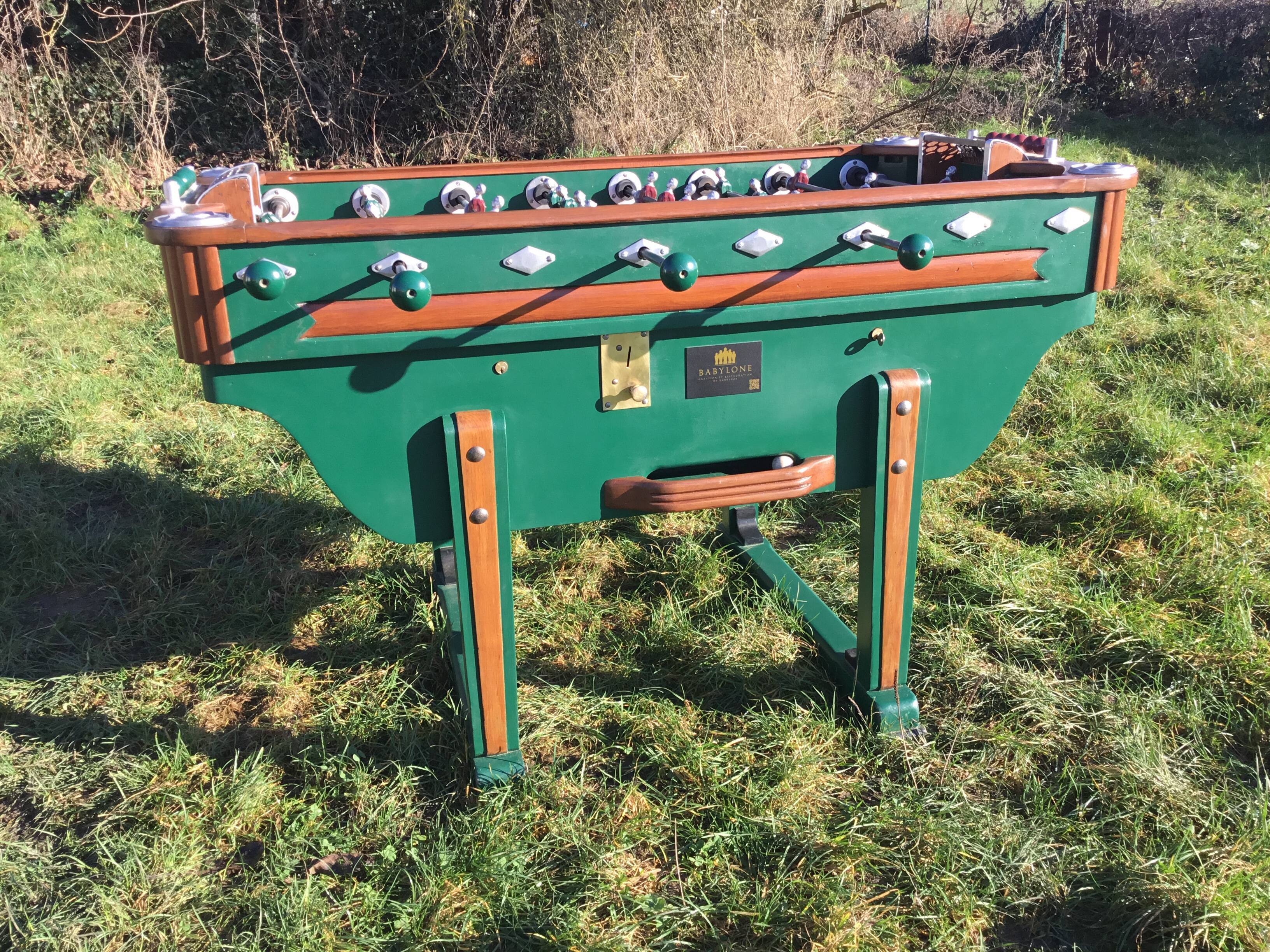 Bussoz Champion table football in oak completely restored by Babylon