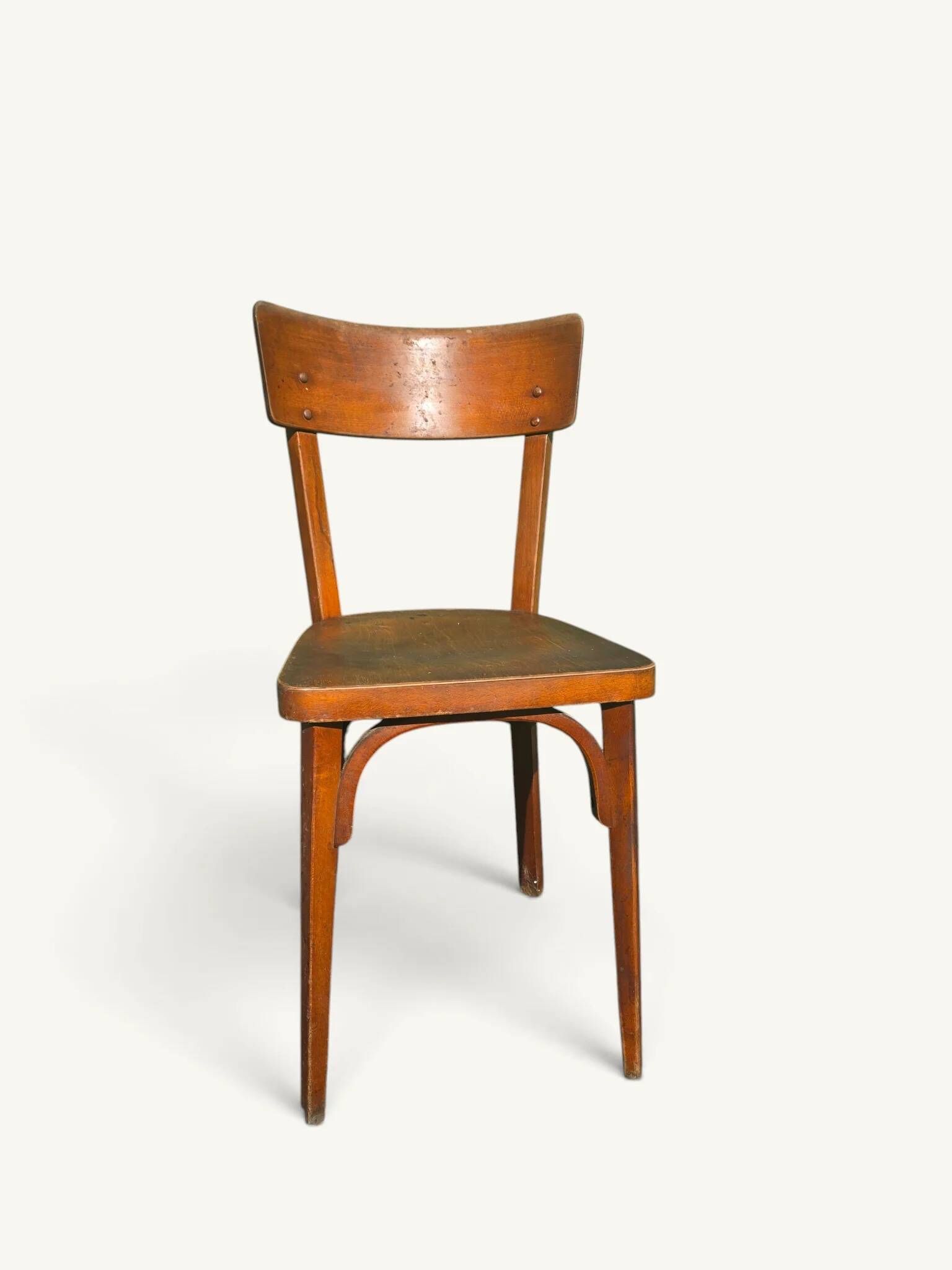 Chaise de billard ancienne Chevillotte en bois courbé