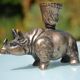 3 animal-shaped bronze candlesticks
