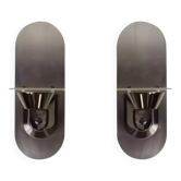 Paire d'appliques en inox et verre