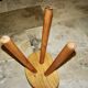 Vintage tripod stool in solid elm denmark 1960s