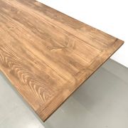 Refectory table in solid pine and beech, with X-shaped legs.