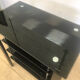 High black metal shelf with 3 tempered glass shelves