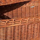 Malle en osier ancienne tressée vintage