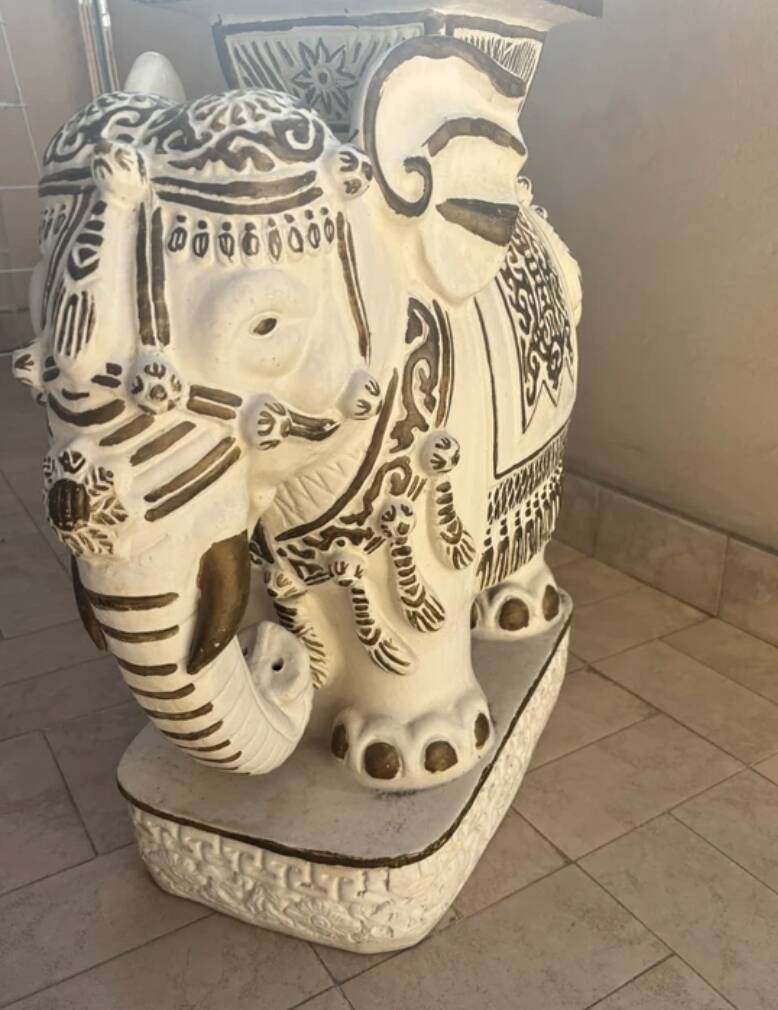 Ceramic elephant stool/stand Hollywood Regency style 1960s