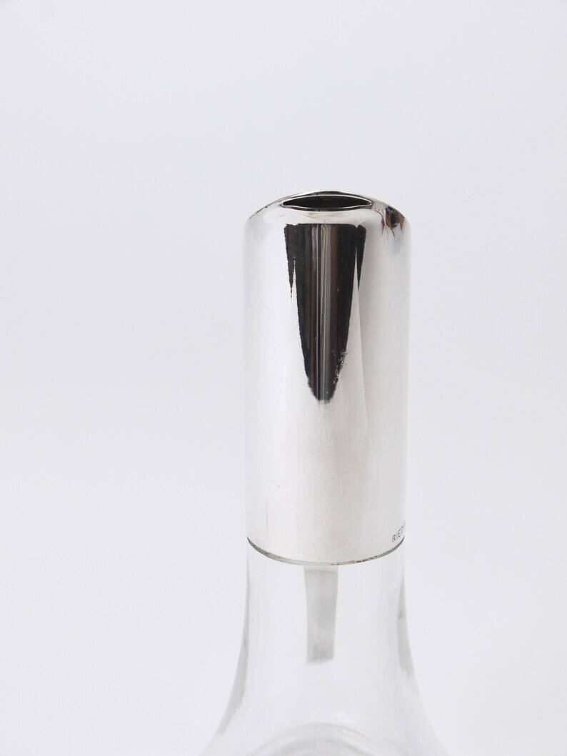 Riedel Mesa Elegant Silver & Crystal Carafe, Decanter, Pitcher, Italy, 1980s