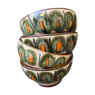 Set of 4 bowls in glazed sandstone