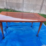 Table à manger avec 2 rallonges placage de marquèterie