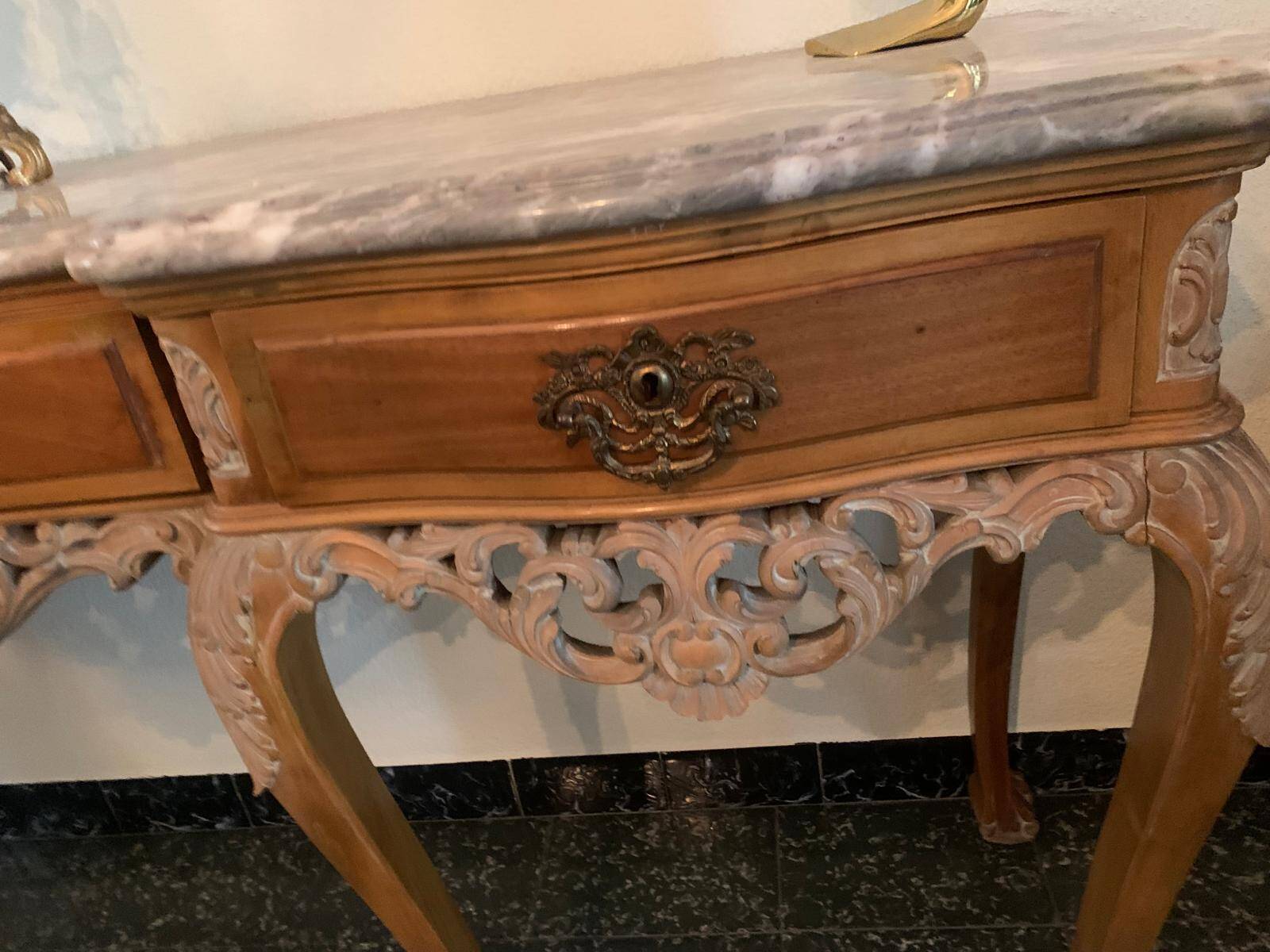 Louis XV style console with marble top