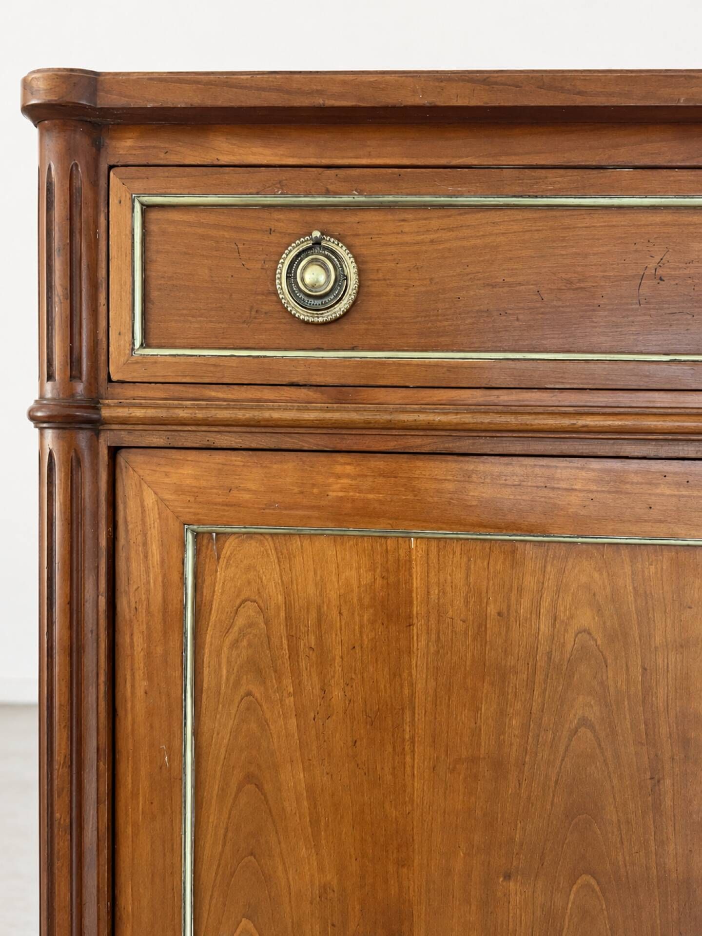 Secretary bar furniture, solid wood Louis XVI style - mirror and shelf