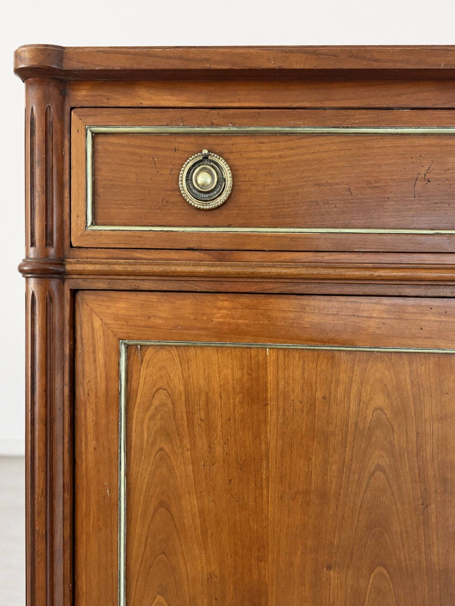 Secretary bar furniture, solid wood Louis XVI style - mirror and shelf