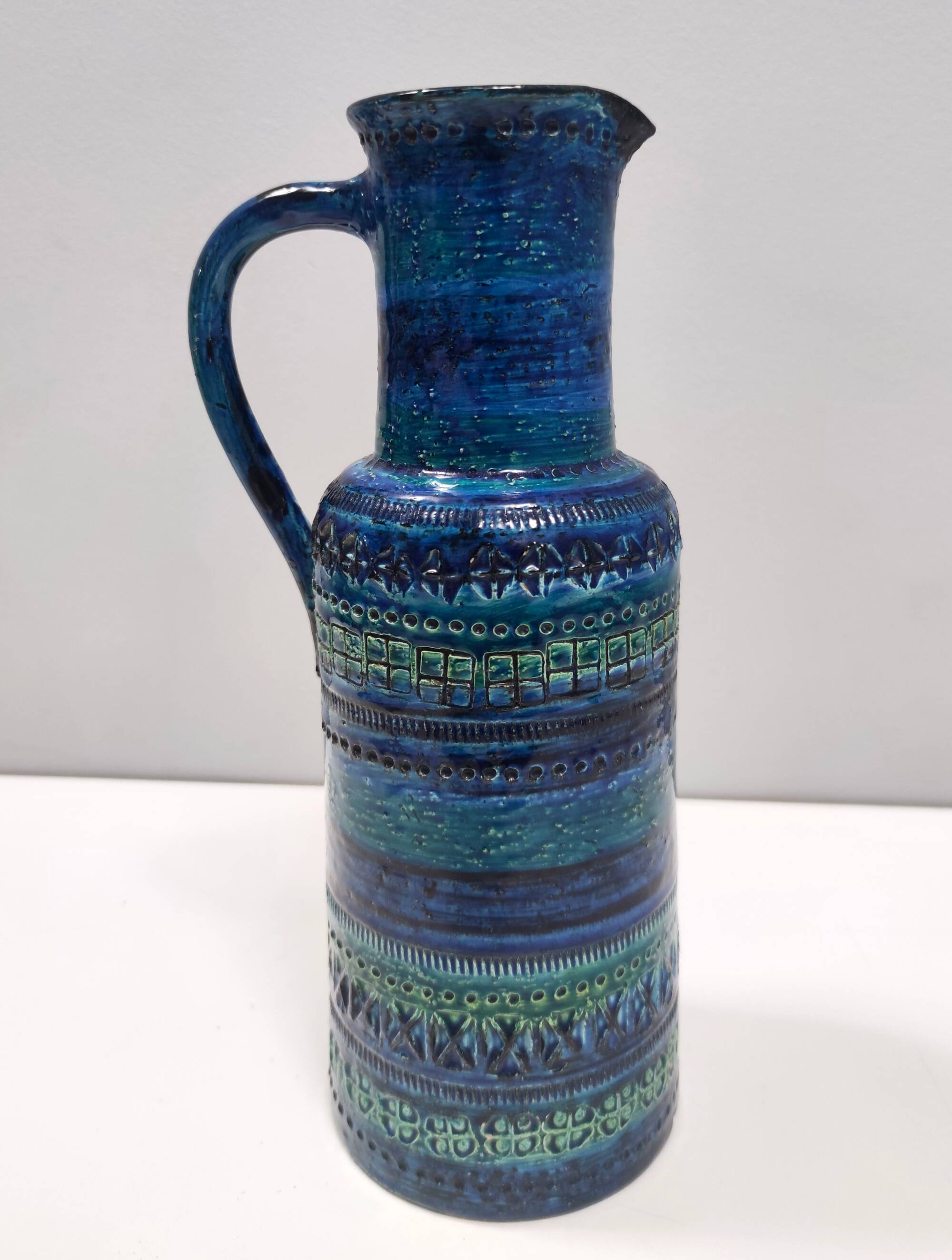 Rimini Blue Ceramic Pitcher Vase by A. Londi and F. Montelupo for Bitossi