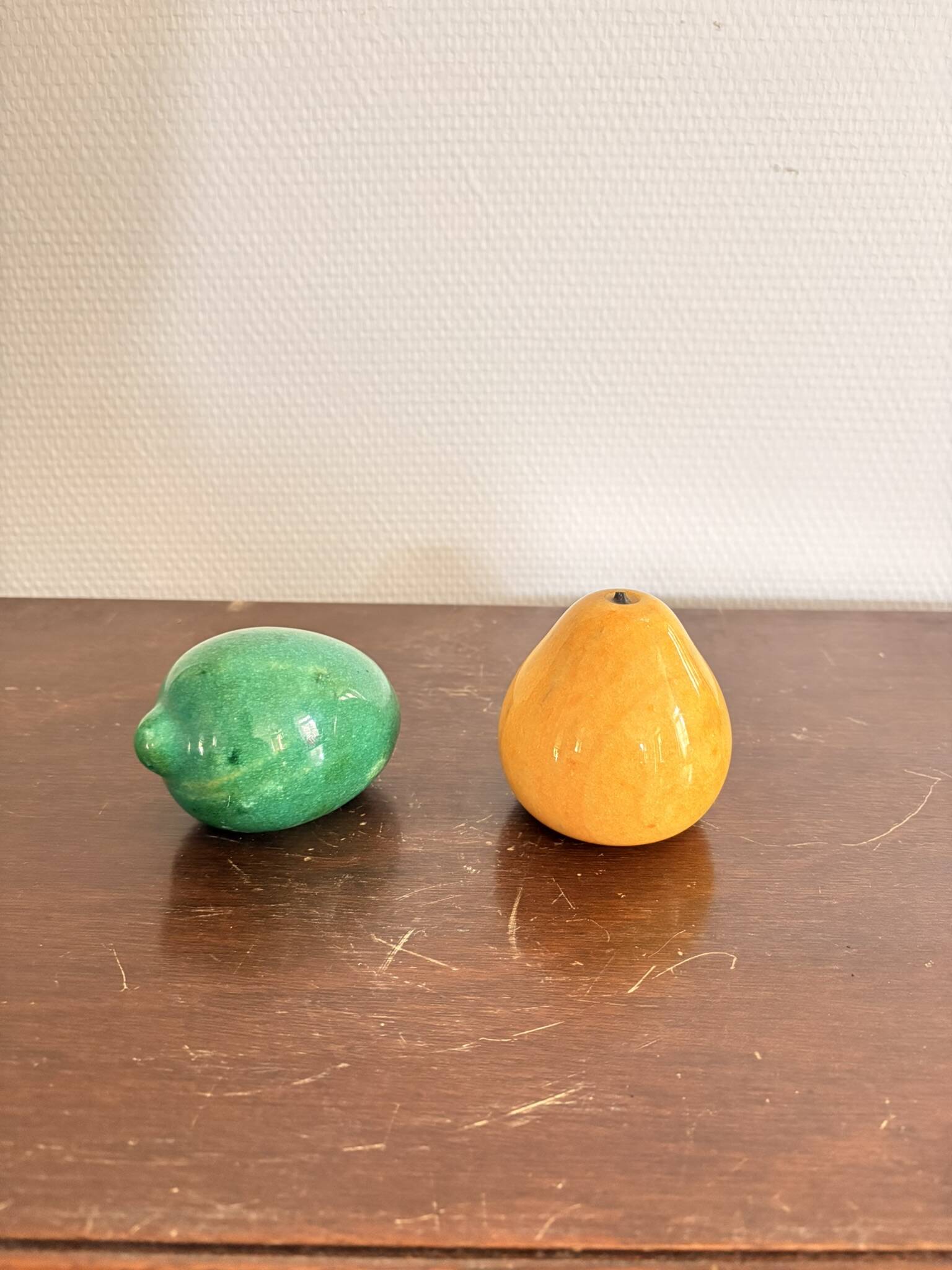 Vintage Italian Polished Alabaster Pear Lemon Fruit