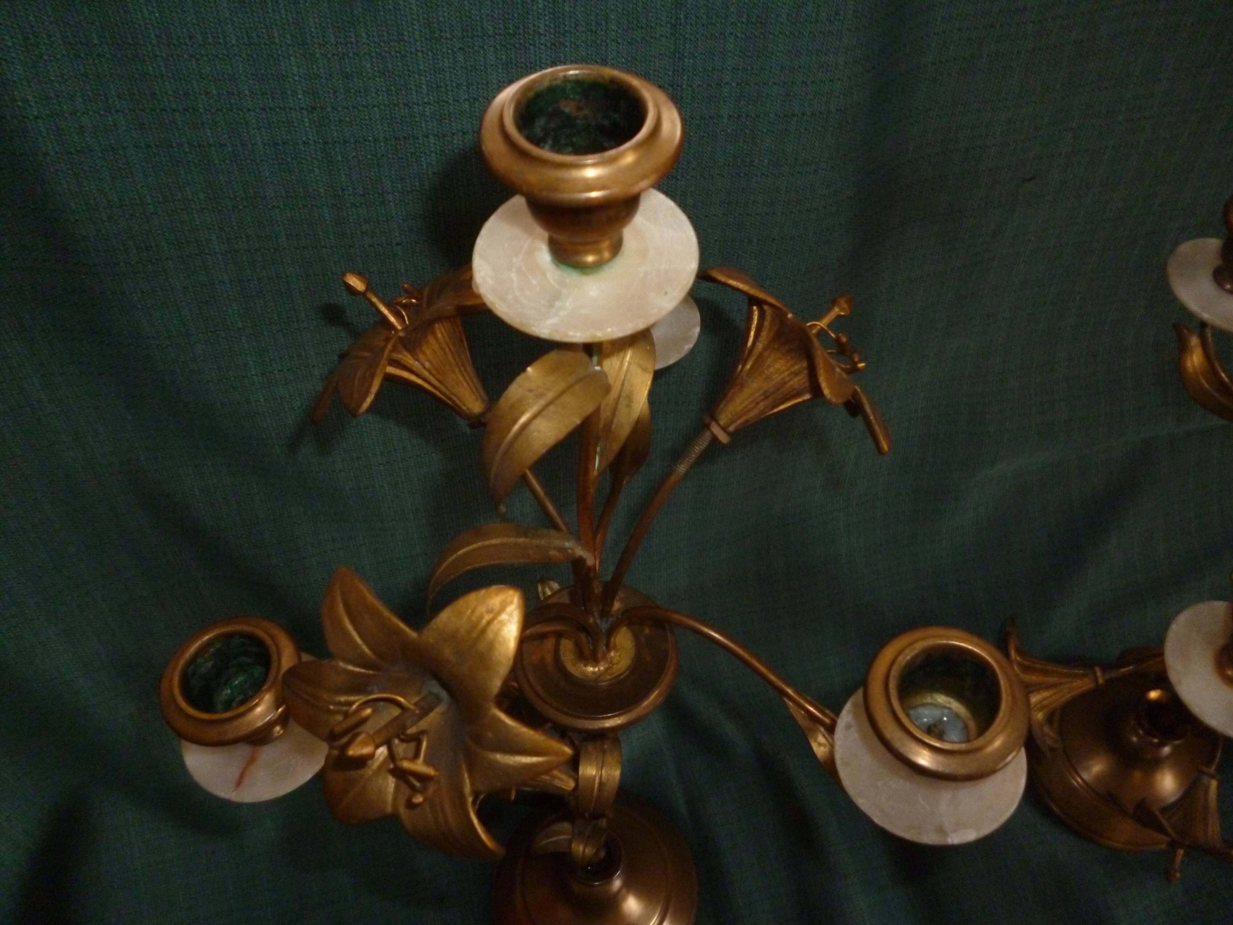 Paire de candélabres bronze laiton XIX