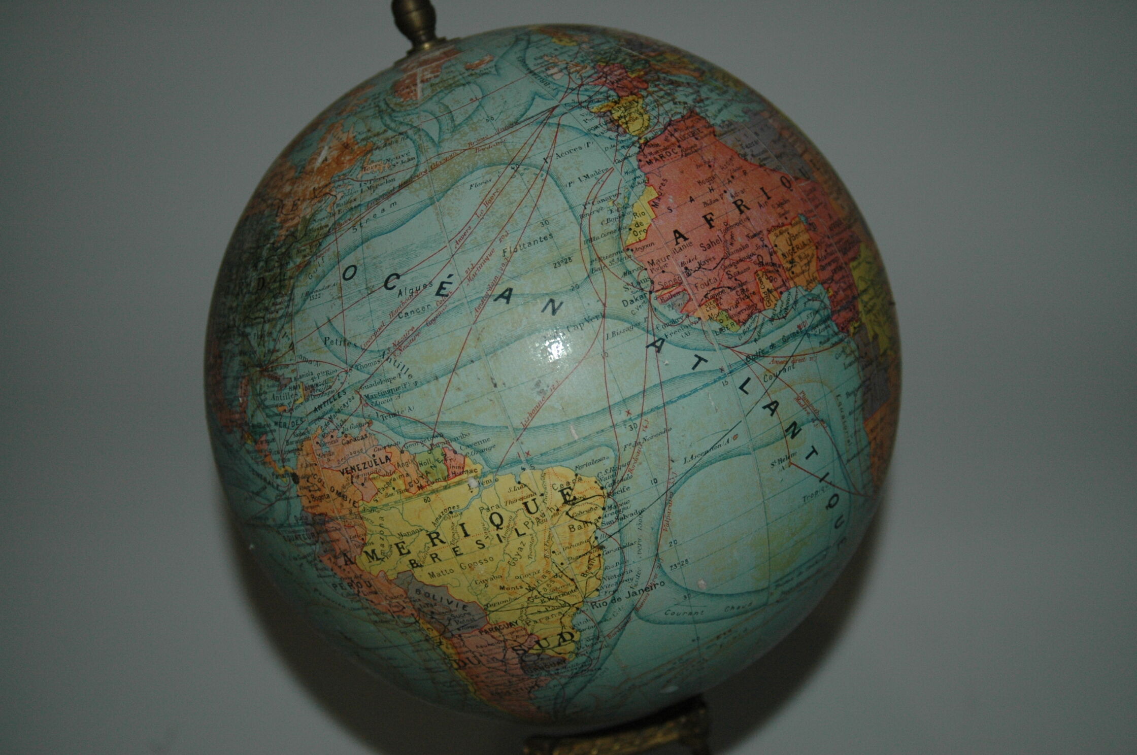 Globe land map Girard Barrere style Napoleon III around 1950