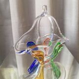 Empty basket multicolored bohemian glass pocket
