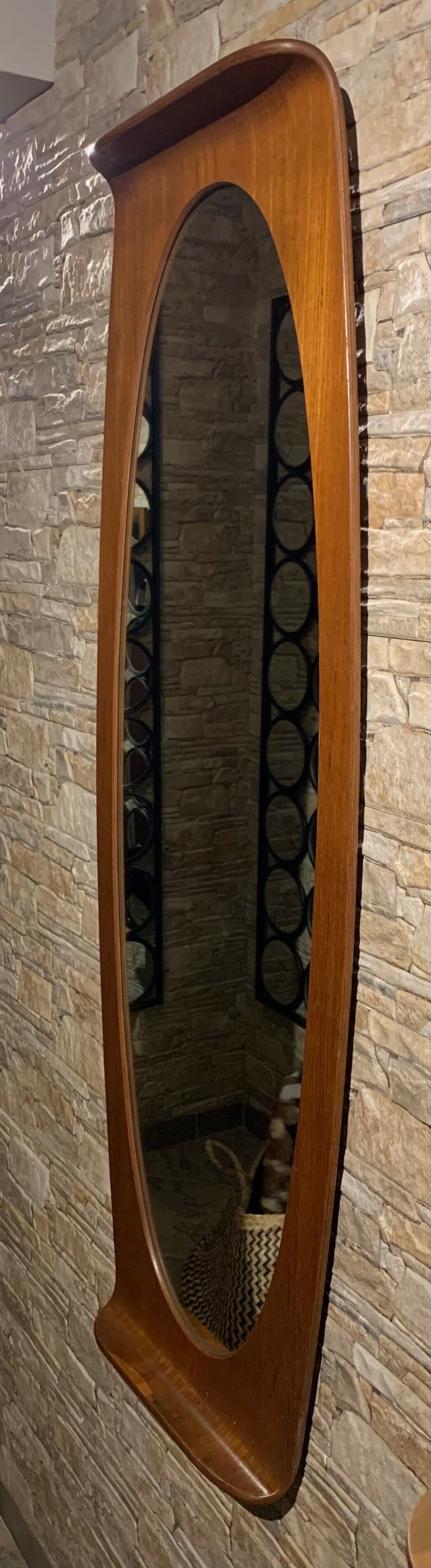 Campo & Graffi - teak vintage wall mirror - 60s mid century modern wood mirror made in italy