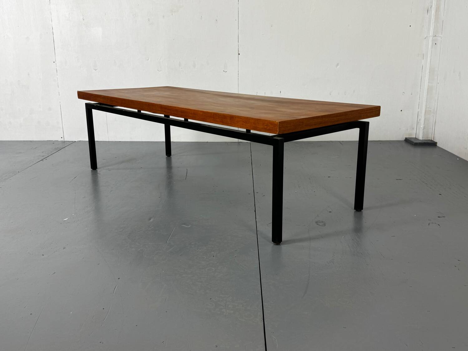 Minimalistic Mid Century Modernist Teak and Steel Coffee Table, 1960s