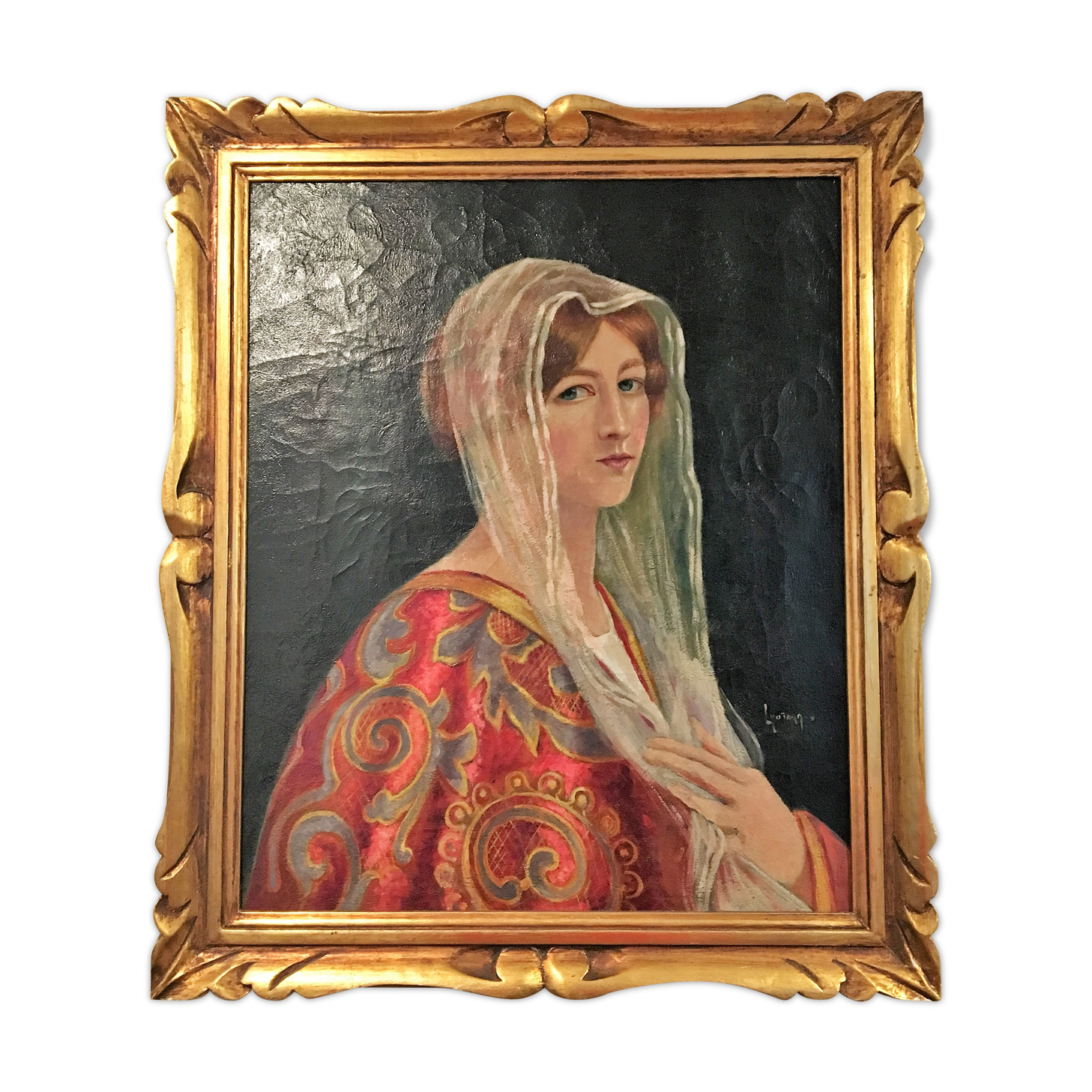 Portrait of a young woman in white scarf