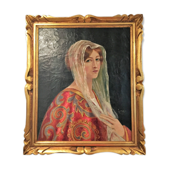 Portrait of a young woman in white scarf