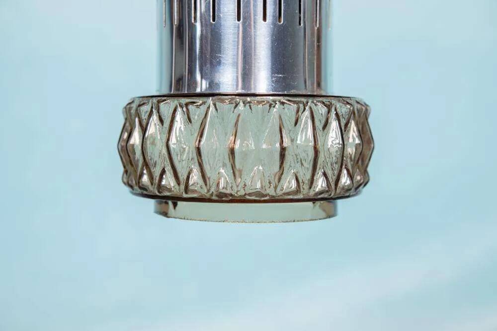 Suspended glass from the space age, mid-century glass from the 1960s.