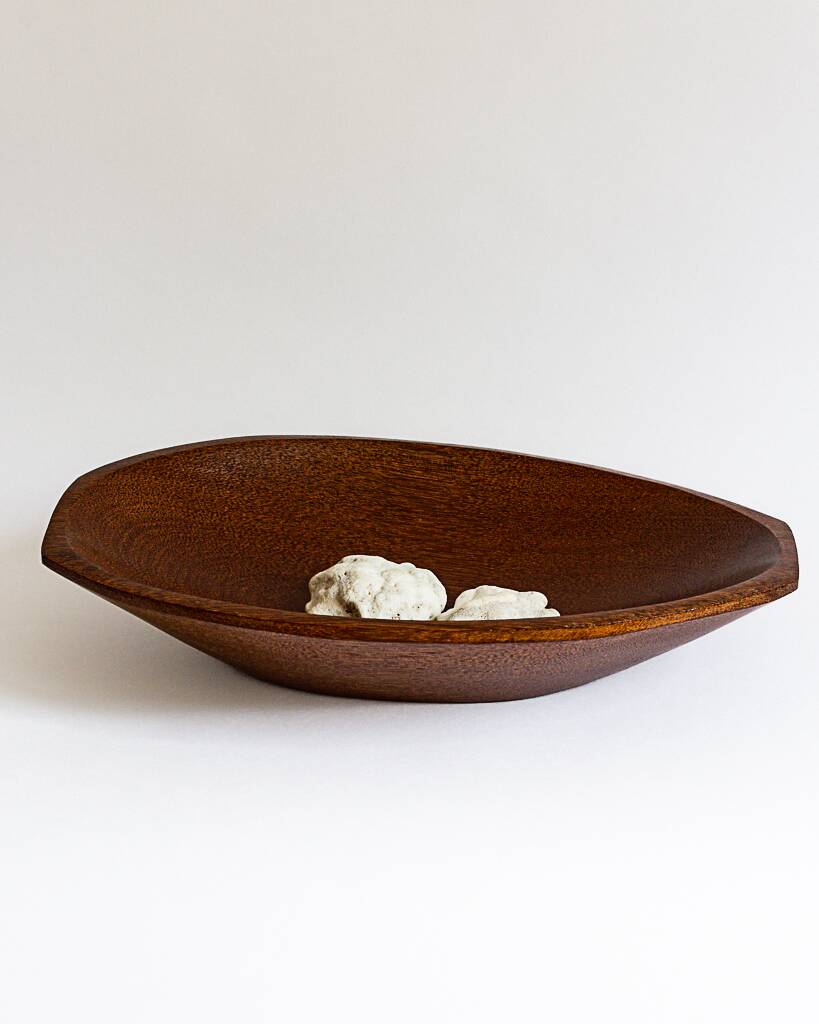 Basket, solid wood centerpiece, 60s/70s