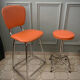 Duo of chair and stool 1970 orange and chromes