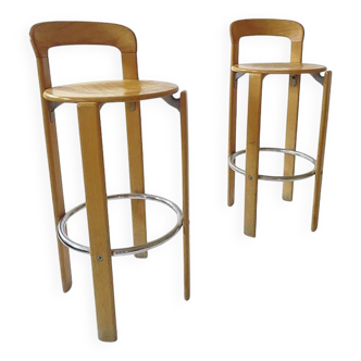 Paire de tabourets de bar vintage par Bruno Rey pour Kusch+Co, années 1970
