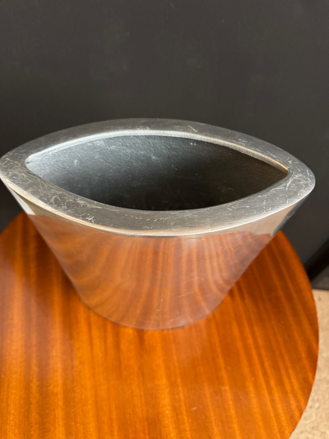 Brushed aluminium vase from the 1980s.