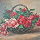 Tableau Panier de roses 1950 signé