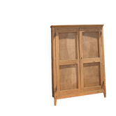 Petite armoire ancienne en bois brut : penderie +étagères