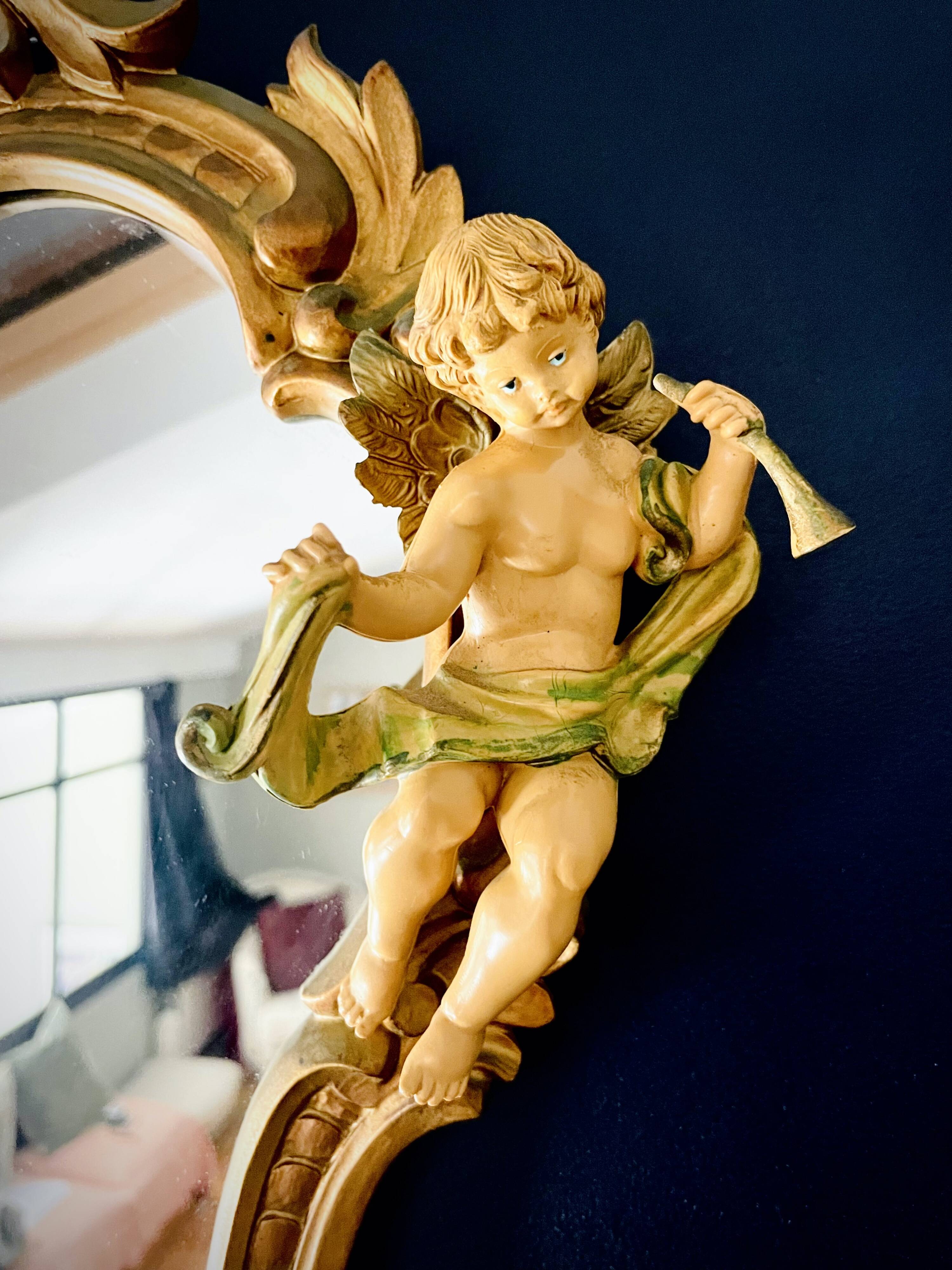 Miroir ancien anges musiciens style Victorien Baroque