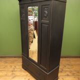 Black painted linen press wardrobe