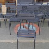 Suite of 8 steel bistro chairs