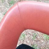 Fauteuil vintage skaï et velours SNA Roset