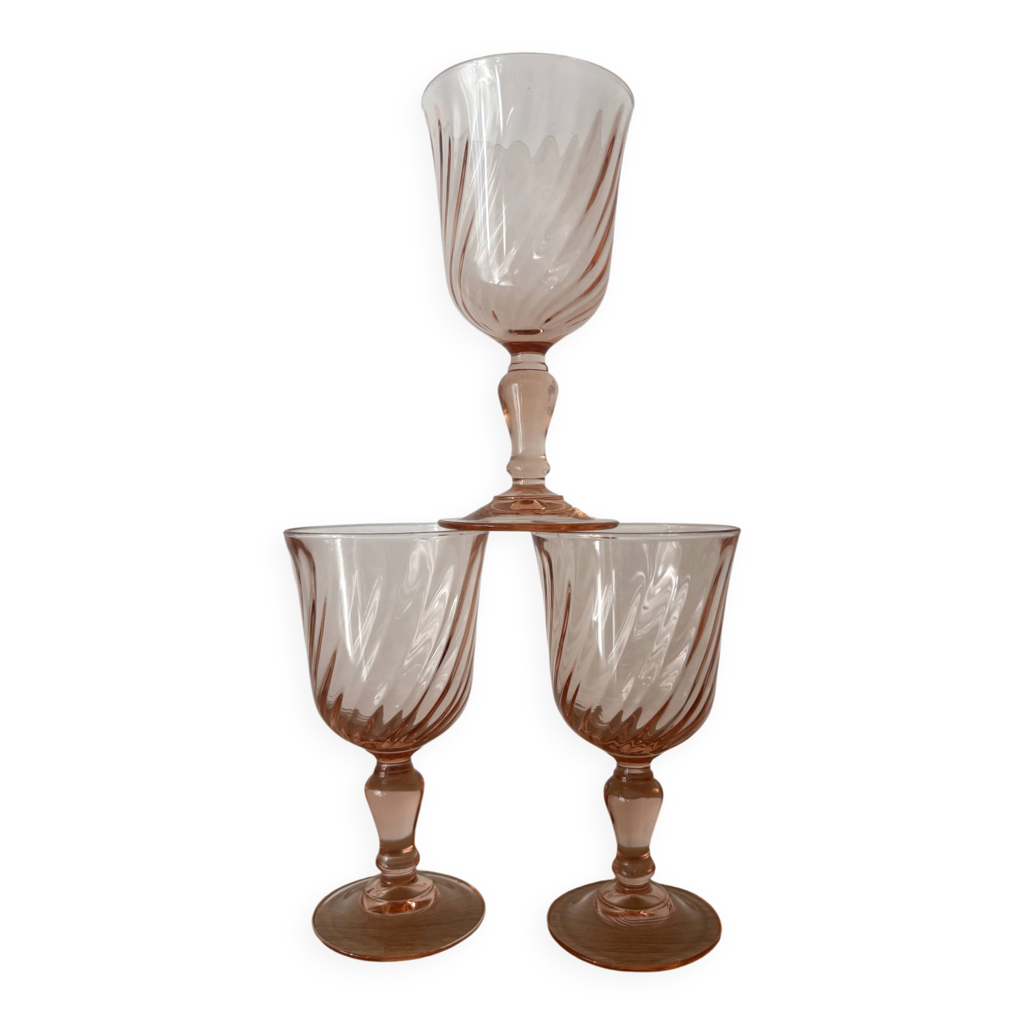 Vintage lot de 3 verres à vin Rosaline