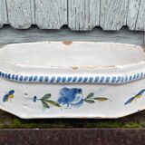 Rouen earthenware planter/cooler with flowers and foliage, 18th century