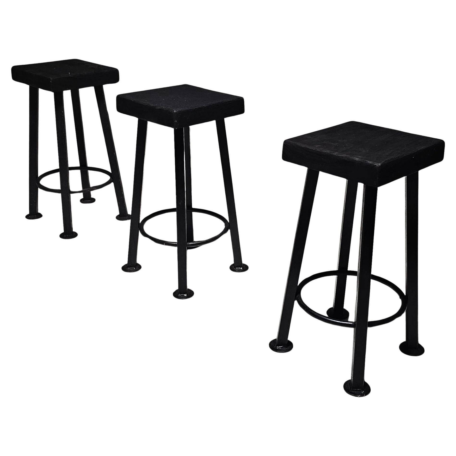 Set of 3 brutalist stools, Belgium, 1970.