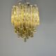 Venetian chandelier in colourless and gold Murano glass, Venini Triedi model, circa 1960.