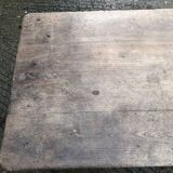 Antique farmhouse table in solid oak with tapered legs and 1 drawer at the end.