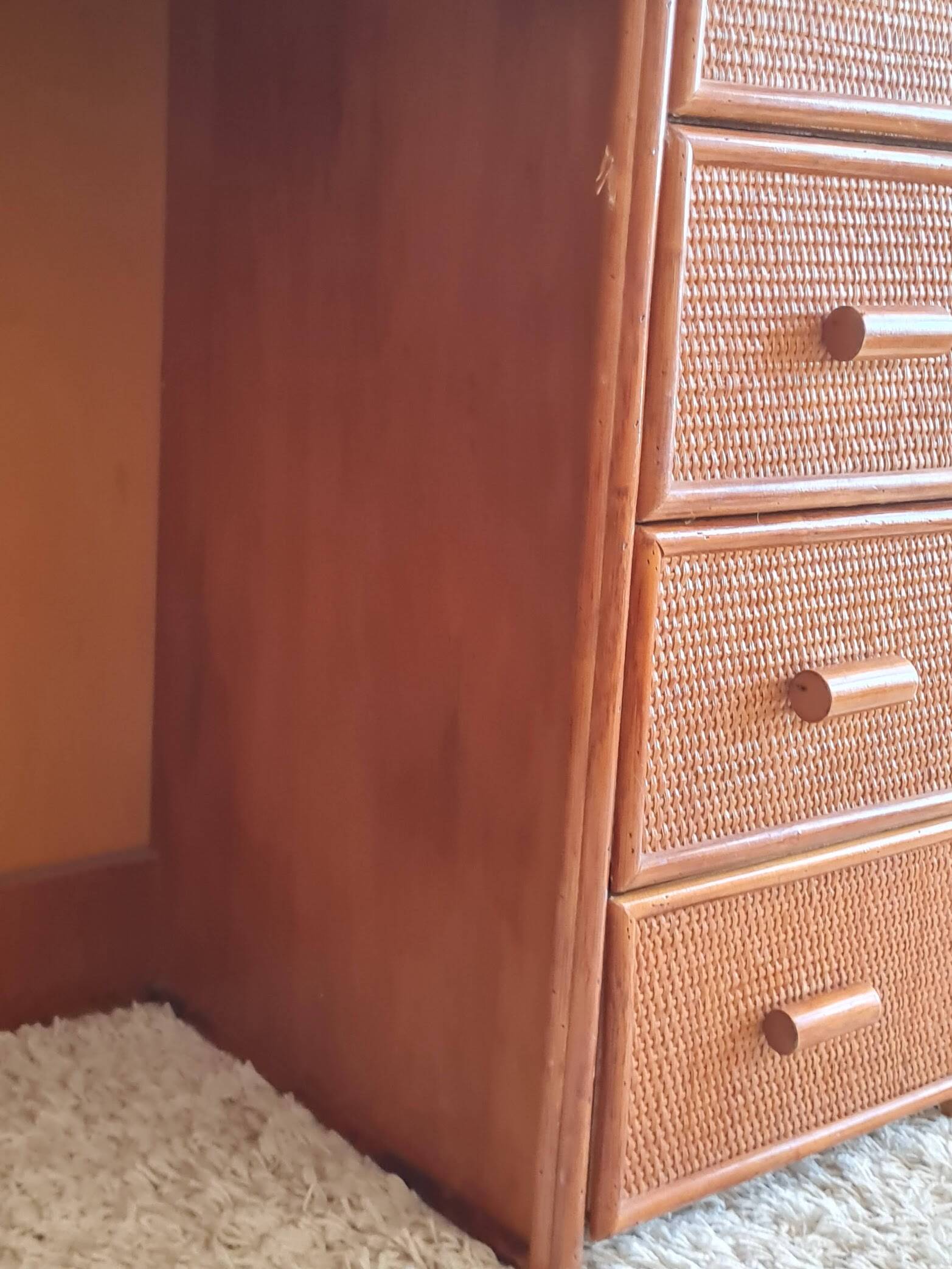 Vintage rattan desk from the 1970s.