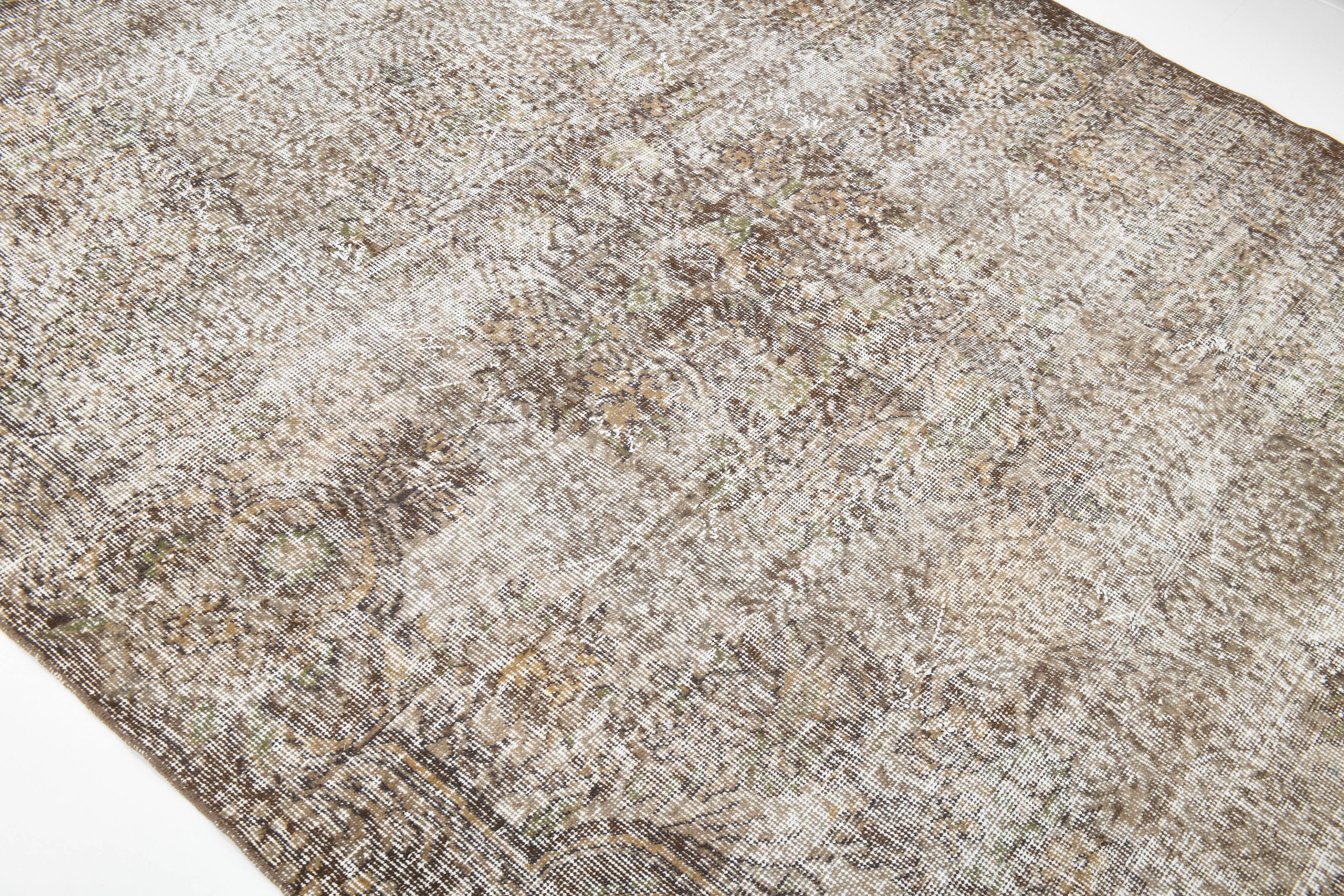 178x295Cm Persian Area Rug, Turkish Antique Rug, Faded Brown Vintage Rug