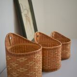 Trio of walled jar cache in braided wicker