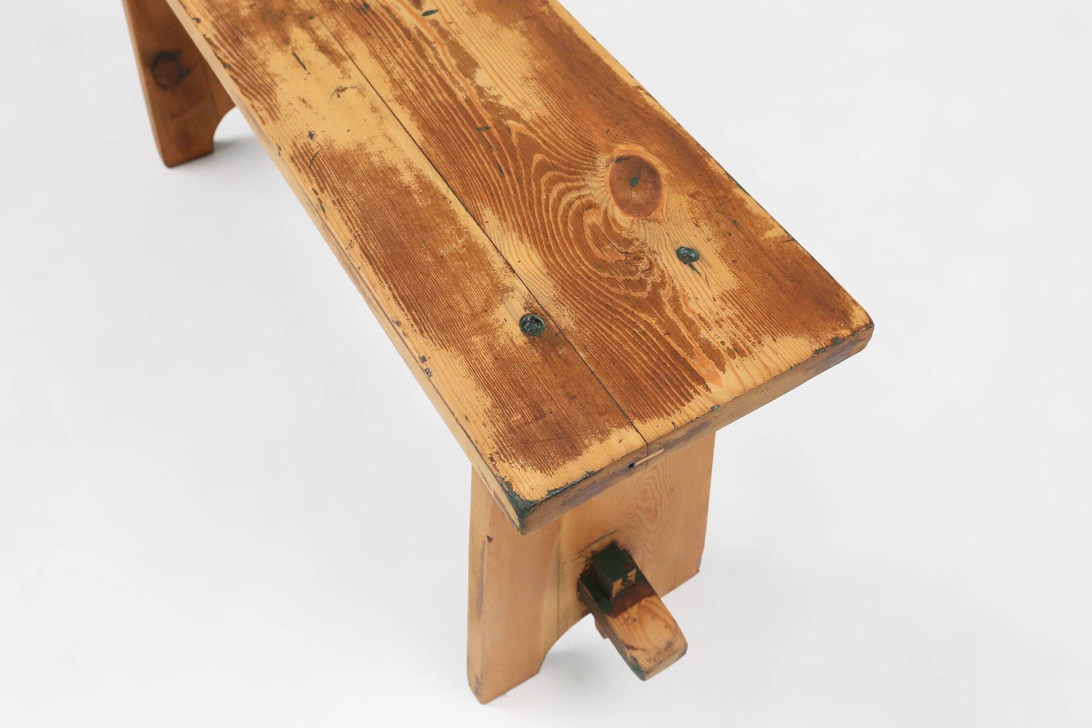 Mid-Century Rustic Wooden Bench, France, 1900s