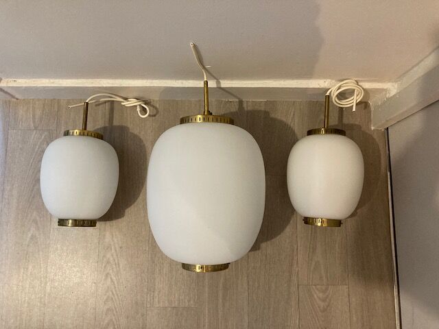 Bent karlby's "kina" glass and brass hanging series for lyfa - 1950