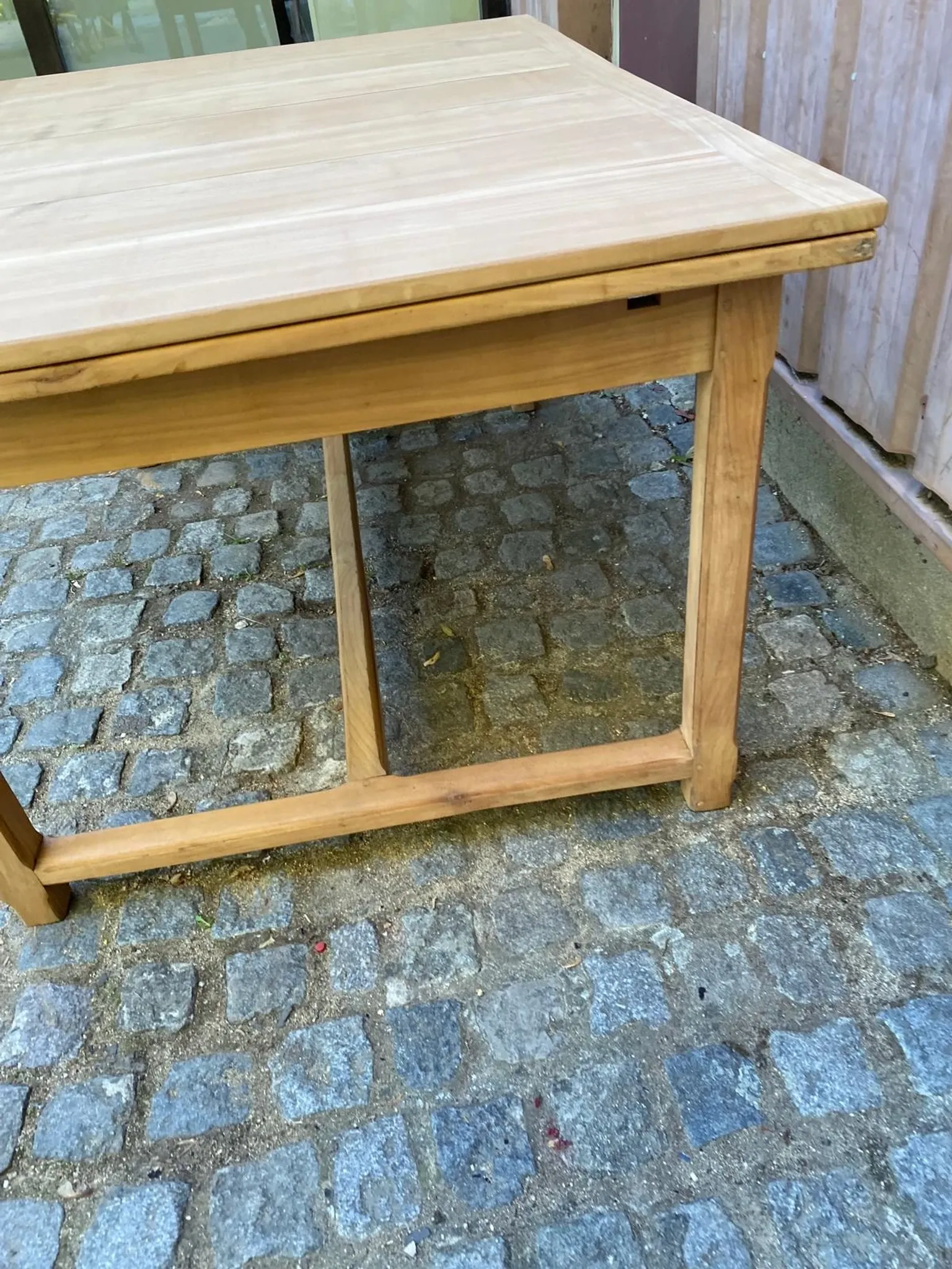 Renovated extendable farmhouse table in solid wood 140-240cm 1960