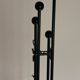 Vintage coat rack from the 1960s in iron and wood, brutalist art deco, standing, France.