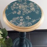 Vintage blue and gold pedestal table