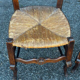 Set of 4 Louis XV straw chairs – solid wood – curved backrest
