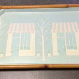 Plateau vintage Alpac en fibre de verre et rotin